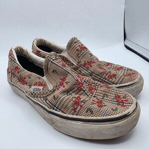 Vans Classic Glen Plaid Floral Women Size 5 Slip On Shoes Casual Flowers
